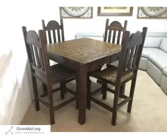 Rustic High Top Pub Dining Room Table with 4 Barstools